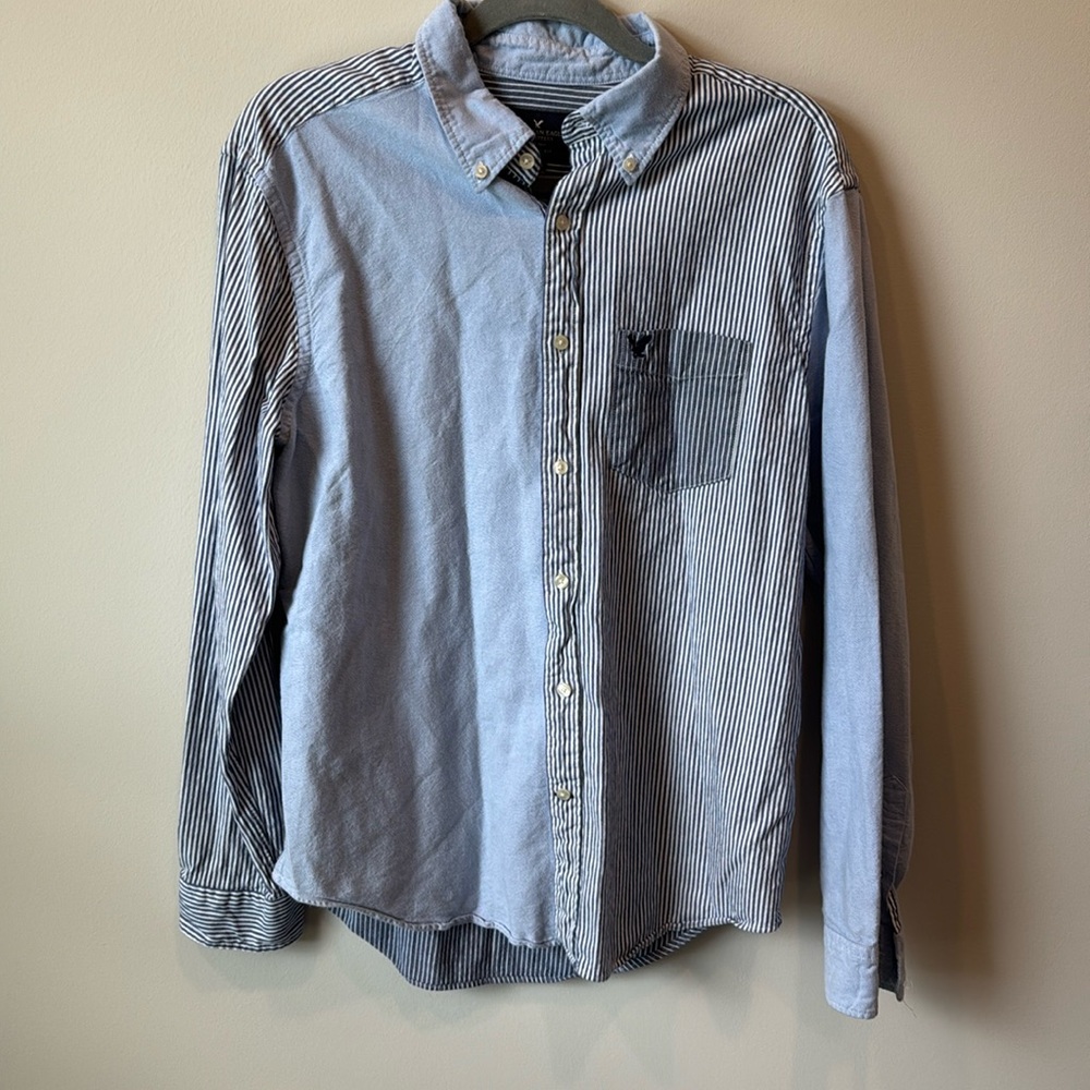 American Eagle Outfitters Light Blue Striped Shirt